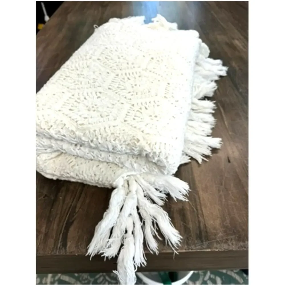 STUNNING, Vintage Large Handmade Crochet  Coverlet Tablecloth 96